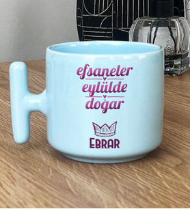 Kişiye Özel Başak Terazi Burcu Hediye Pastel T Kupa Doğum Günü Hediyesi (Mavi)