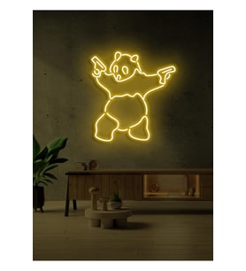 Panda Figürlü Neon Tabela