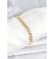 Pirinç Gold Renk VIP Seri Sarmal Damla Model Zirkon Taşlı Kadın Bileklik - TJ-BB8268