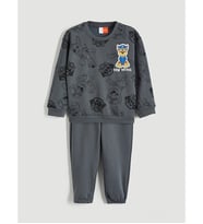 LCW Kids Gri Bisiklet Yaka Paw Patrol Baskılı Erkek Çocuk Sweatshirt Ve Eşofman Altı 2'li