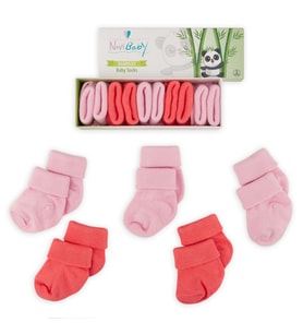 Novibaby 5'li Bambu Yenidoğan Bebek Çorap I Rose I 0-6 ay