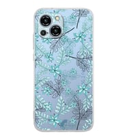 PrintiFy Reeder S23 Pro Max Uyumlu Kamera Korumalı Floral Su Yeşili Tasarımlı Şeffaf Silikon Kılıf