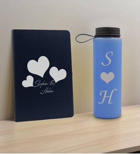 BK Gift Sevgiliye Özel İsimli Lacivert Defter ve Mavi Cam Matara Hediye Seti-1, Sevgiliye Hediye, Sevgililer Günü, Yeni İş Hediyesi