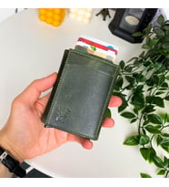 Modica Pescol - Hakiki Deri RFID Korumalı Otomatik Mekanizmalı Akıllı Kartlık/Cüzdan (Yeşil)