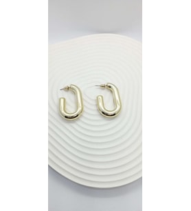 Gold Renk Basic Yarım Oval Model Çelik Halka Küpe