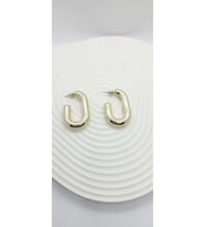 Gold Renk Basic Yarım Oval Model Çelik Halka Küpe
