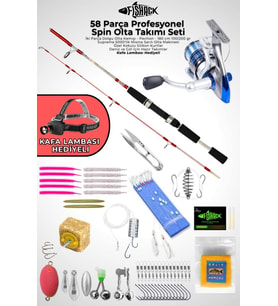 58 Parça Spin, Tekne, Kıyı Olta Takımı Seti - 180cm Krm 100-200G - 50'lik Makine