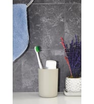 Bej, Plastik Diş Fırçalık – 7,5×10 cm, Macunluk, Banyo Düzenleyici - Brasil Model
