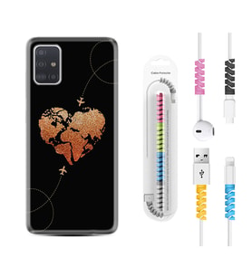 Samsung a71 A72 A73 A7 A9 2018 C7 C9 Kılıf Kablo Koruma Spiral Silikon Plane Heart 1721