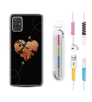 Samsung a71 A72 A73 A7 A9 2018 C7 C9 Kılıf Kablo Koruma Spiral Silikon Plane Heart 1721