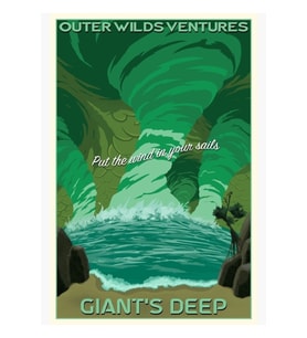 Outer Wilds - Giant's Deep Travel Poster Tablo Ahşap Poster Dekoratif