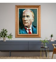 Altın Varaklı Çerçeveli Paspartulu Atatürk Tablo DC0970 (Gold)