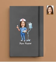 Kişiye Özel Hemşire Kadın Model 13x21 Gri Defter-13