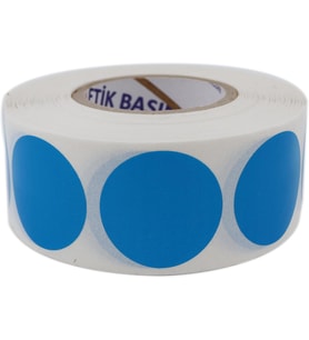 Opak Daire İşaretleme Etiketi Rulo Etiket, 30mm x 30mm Çap 1000 Adet, Yuvarlak Mavi Renkli Zemin Baskılı Kontrol Etiketi, Endüstriyel ve Masaüstü Barkod yazıcılar ile uyumludur. (Mavi)
