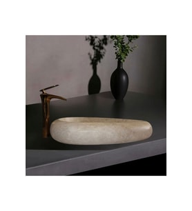 Hale Light Traverten Çakıl Tasarım Lavabo-214