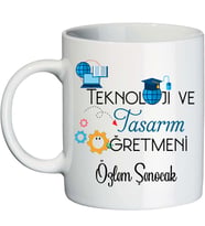 Teknoloji ve Tasarım Öğretmenine Hediye Isim Baskılı Kupa Bardak - Öğretmenler Günü Hediyesi