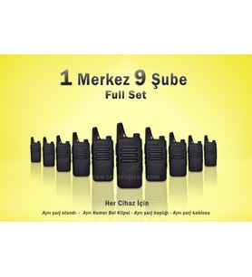 Çaycı Telsizi 1 Merkez 9 Şube Kulaklık Hediyeli Full Set (HAKI-SIYAH)