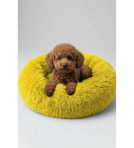 Yumuşak Kürklü Kedi ve Köpek Yatağı 45 cm, Sari Renkli, Konforlu ve Şık
