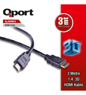 QPORT Q-HDMI3 3metre HDMI Görüntü Kablosu 1.4v
