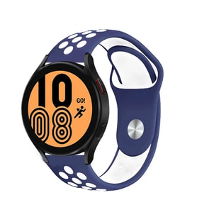 Huawei Honor Magic 2 46Mm 22mm Uyumlu Kordon Silikon Esnek Yumuşak Delikli Spor KRD-02 Kayış (MAVI-BEYAZ)