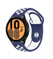 Huawei Honor Magic 2 46Mm 22mm Uyumlu Kordon Silikon Esnek Yumuşak Delikli Spor KRD-02 Kayış (MAVI-BEYAZ)