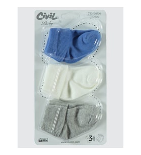Civil Baby Erkek Bebek 3'lü Çorap Set 0-6 Ay İndigo