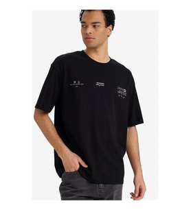 Defacto %100 Pamuk Boxy Fit Siyah Erkek T-Shirt F8120AX/BK81