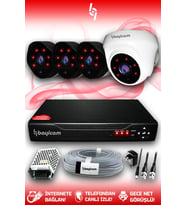 BAYICAM 4 Kameralı Uzay 1 İç Kamera Set HDD'siz Full HD Gece Görüşlü Güvenlik Kamerası Sistemi