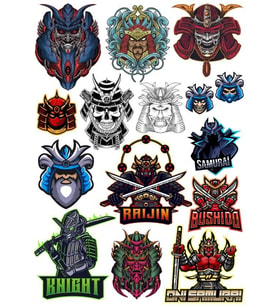 Şövalye ninja samurai Sticker Set 13 Parça Telefon, Tablet, Defter, Laptop Sticker