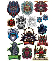 Şövalye ninja samurai Sticker Set 13 Parça Telefon, Tablet, Defter, Laptop Sticker