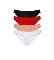 Mulvxbrf Brf02 4 Adet Süper Eko Set Likralı Kadın Slip Külot Siyah Kırmızı Ten Beyaz (Mulvix)