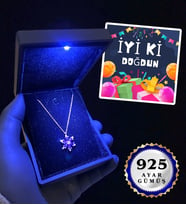 Doğum Günü Hediyesi Premium Işıklı Kutusunda 925 Ayar Gümüş Kolye Farklı Modeller İyi Ki Doğdun (Model 7)