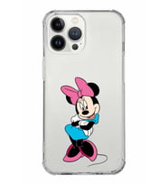 Apple iPhone 13 Pro Uyumlu Köşe Korumalı Antişok  Kapak Minnie Mouse Tasarımlı Şeffaf  Kılıf