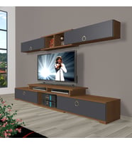 Decoraktiv Flex 5130 Mdf Gold Tv Ünitesi Tv Sehpası - Ceviz Antrasit (Antrasit - Ceviz)