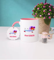Estetisyen Kupa Bardak Pembe ve Anahtarlık