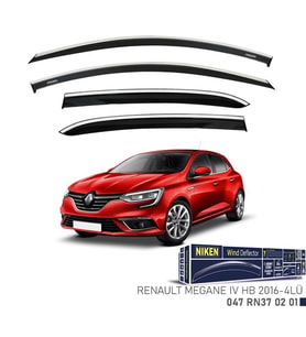 Renault Megane 4 HB Kromlu Cam Rüzgarlığı 4'lü 2016+ (Siyah)