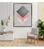 Tablore Geometrik Mermer Desenli Kanvas Tablo Pembe Gri Modern Soyut Duvar Tablosu