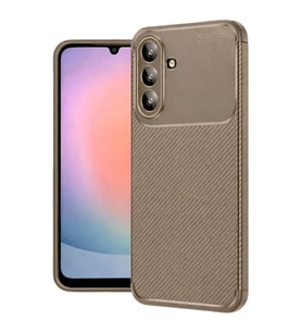 Samsung Galaxy A56 Kılıf Auto Focus Karbon Kapak - Kahverengi
