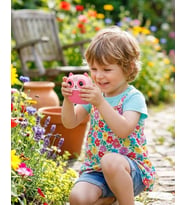 Çocuklar İçin Baskılı Mini Kamera 6 Kalem 5 Kağıt Rulosu Hediyeli Eğlenceli Fotoğraf Makinesi