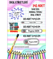 ADET Red ball Temalı Okul Etiketi Sticker Kalem Etiket Defter Etiket Kişiye Özel İsim Etiket