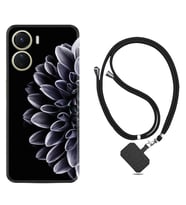 Vivo Y16 Kılıf Silikon Boyun Askılı İpli Desenli Silikon Çiçekler 1639