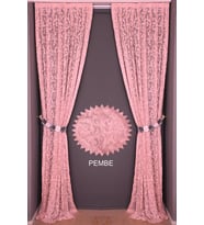 SULTAN 2 PEMBE RENK TEK KANAT Hazır dikilmiş Pileli Fon Perde 75*260 cm