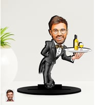 Kişiye Özel Karikatürlü Erkek Garson MDF Biblo