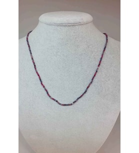 Yakut & Safir Taşı Karışık 2mm Kolye (SABİT KLİPSLİ)