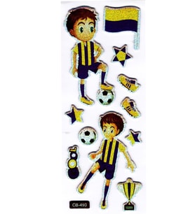 Sticker Kabartmalı Sticker Defter Planlayıcı Etiket (cb493) 16x7 cm- Sarı Mavi Futbol