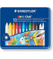 Staedtler Noris Club Triangular Wax Crayon Aquarell Mum Boya 10 Renk Metal Kutu 