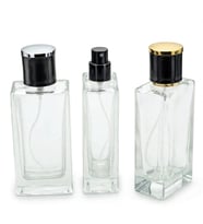 Parfüm Şişesi 50 ml 3 Adet Şeffaf Dikdörtgen Model Kolay Kapama