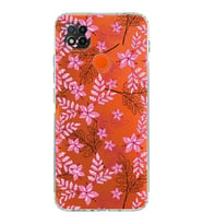 Xiaomi Redmi 10A  Kamera Korumalı Kapak Floral Pembe Tasarımlı Şeffaf  Kılıf