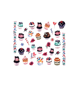 Tatlı Cupcakeler Serisi-8 Nail Art Tırnak Sticker