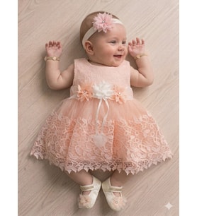 Kız Bebek Hediyelik Mevlüt Takımı Gelinlik Yenidoğan Doğum Anneler Günü Hediyesi Baby Shower Elbisesi (Somon)